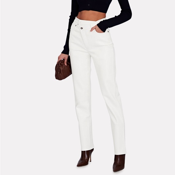 Agolde Recycled Leather Criss Cross Straight white Leather Pants - Picture 2 of 14